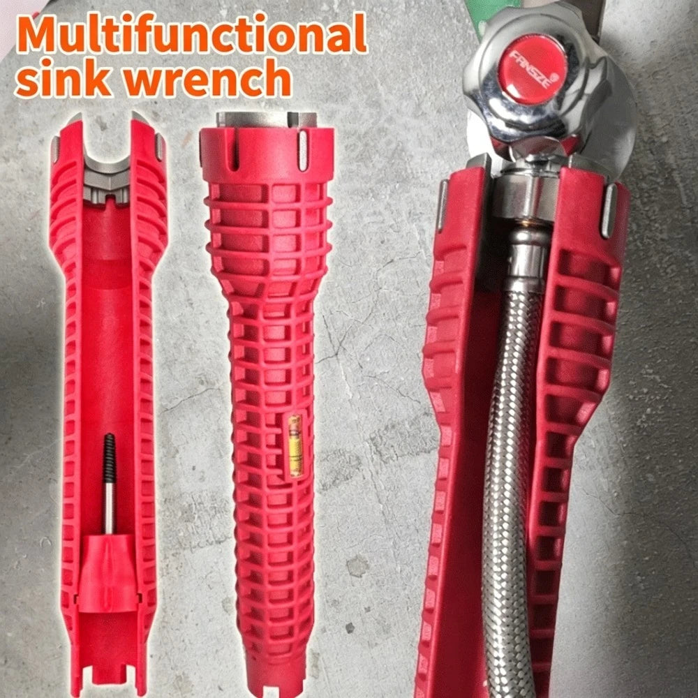 8 in 1 Sink Wrench Multi-functional Plumbing Tool with Level Bubble for Kitchen Bathroom Qme