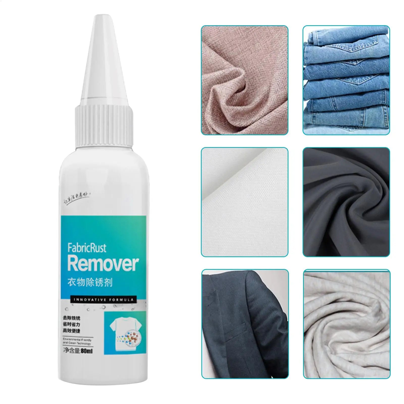 1pc Fabric Rust Remover 80ml Garment Stubborn Stain Cleaner Quick And Easy Dirt Removal Clothing Cleansing Agent For Copper Rust Qme