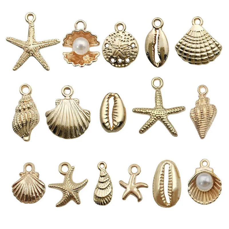 16Pcs/set Alloy Sea Animals Marine Life Charms Pendants for Crafting Jewelry Findings Making Accessory DIY Necklace Bracelet Qme 16PCS