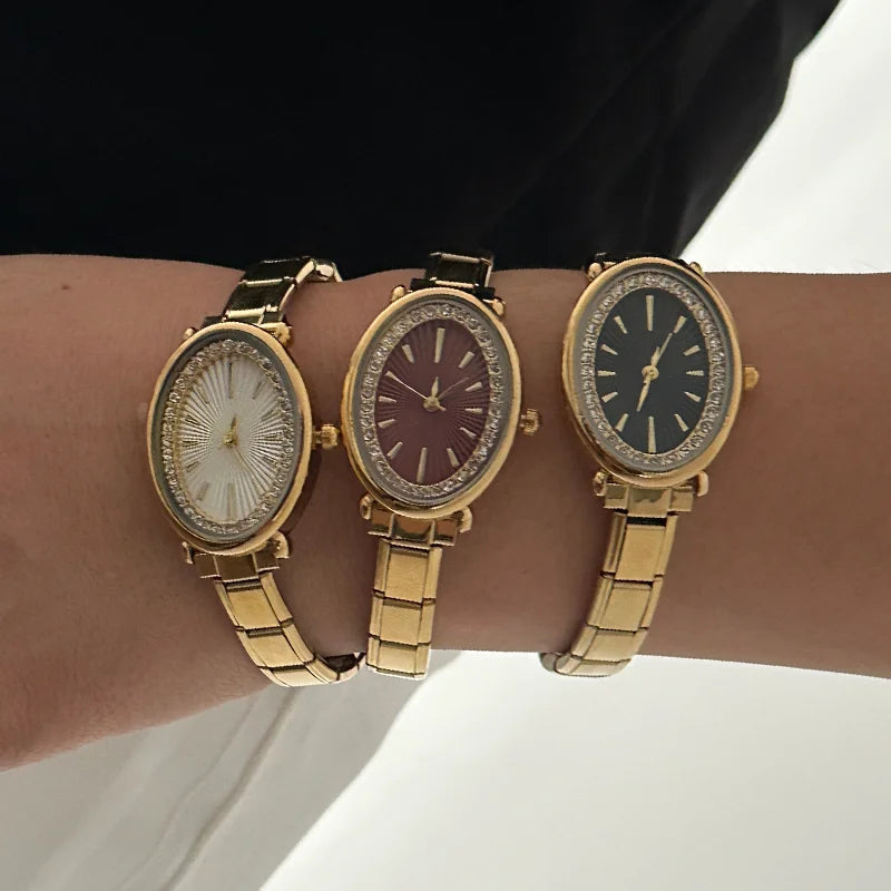2026New Fashion High Quality Men Womens Stainless Steel Water Drop Oval Gems Watch Bracelet For Friend Birthday DIY Jewelry Gift Qme