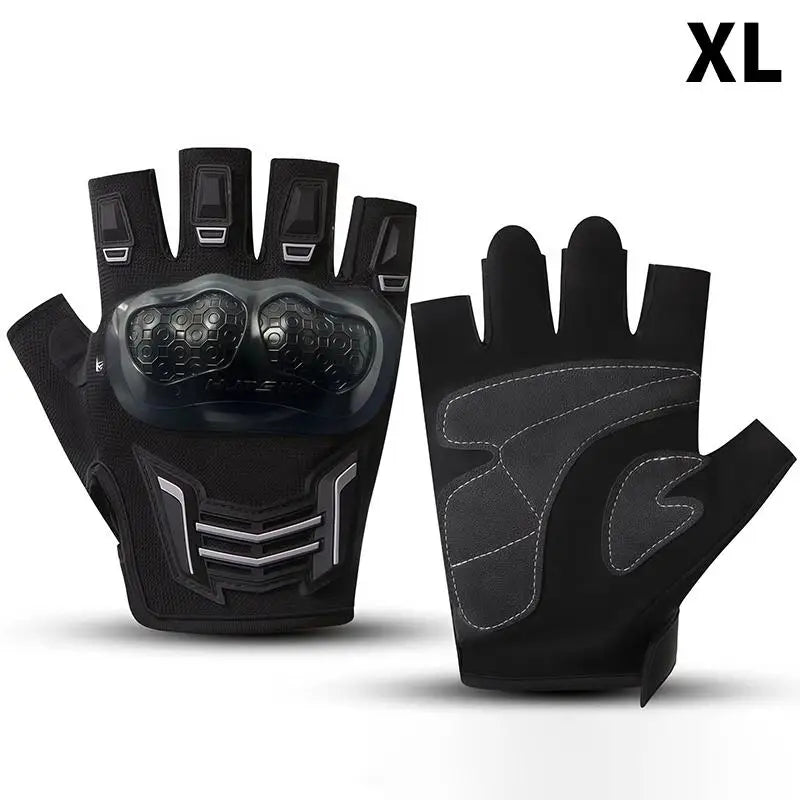 Outdoor Sports Protective Half Finger Gloves Men Women Universal Open Qme black XL