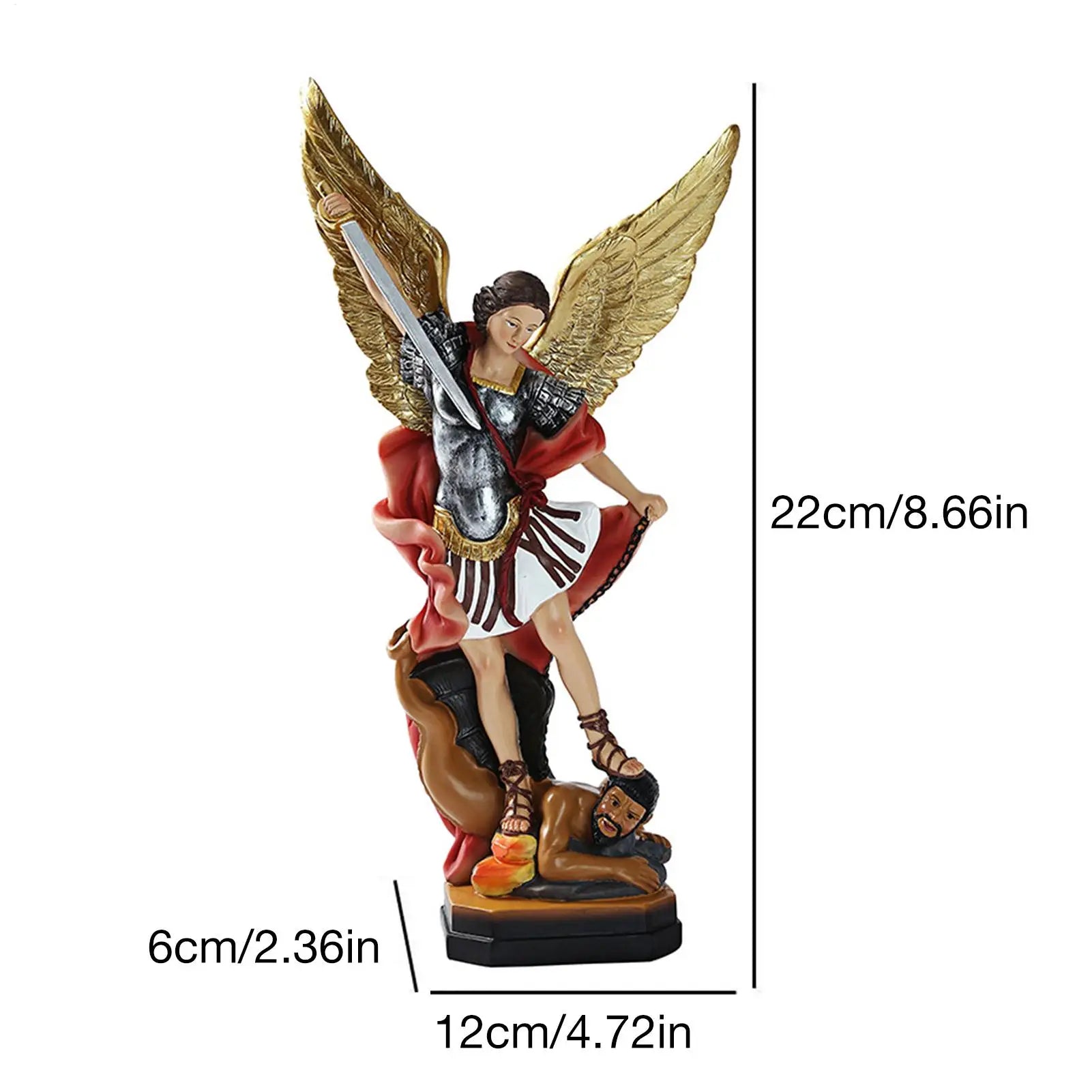 Archangel Michael Figurine St San Miguel Arcangel Colored Statue Qme