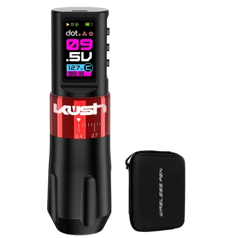 New Wireless Tattoo Machine Pen Adjustable 7 Stroke 2.4-4.2mm With 1800mAh Battery Body Makeup For Tattoo Artists Qme Red Pen