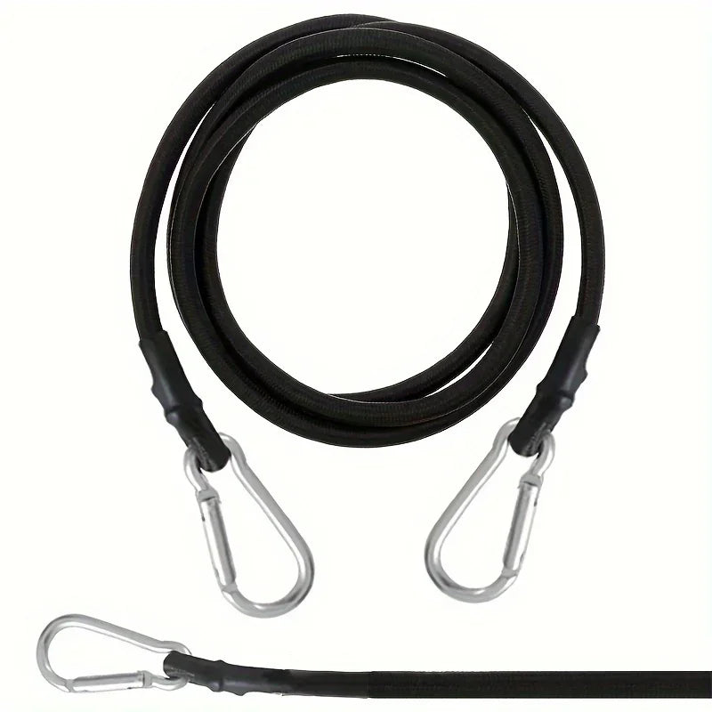 Heavy-duty bungee cord and hook, elastic rope, outdoor camping accessories, sturdy black straps for luggage, goods, cars, kayaks Qme