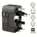 Universal Travel Portable AC Power Adapter with PD USB Ports EU US UK AU Outlet Converter Socket Plug Global Conversion Charger Qme Black 2USB