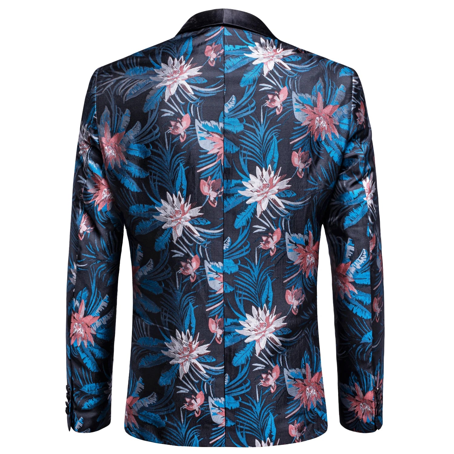 Men's Blue Red Tropical Floral Shawl Lapel Tuxedo Blazer Formal Suit Jacket Luxury Party Blazer for Wedding Prom Nightclub Qme