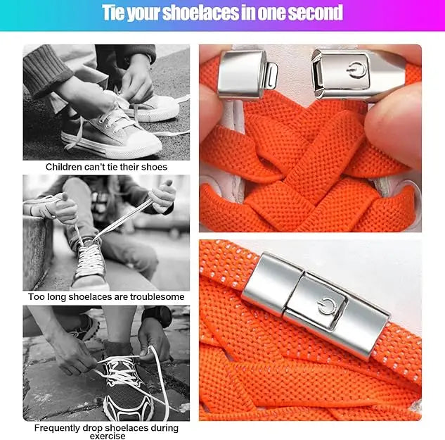 Shoe Lace Buckle Lock Metal Quick and Easy Shoelace Without Lace Buckle Switch Logo Suitable for Children and Adults Shoe Laces Qme