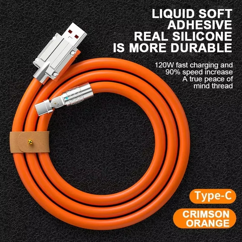 120W 6A Mobile Phone Type C Fast Charging Cable Rotating Head Charging Wire USB Data Cable For Samsung Xiaomi Huawei Data Cord Qme