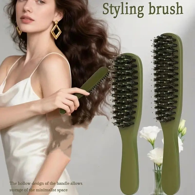 Boar Bristle Hair Brush Travel Portable Comb Women Combs Scalp Qme