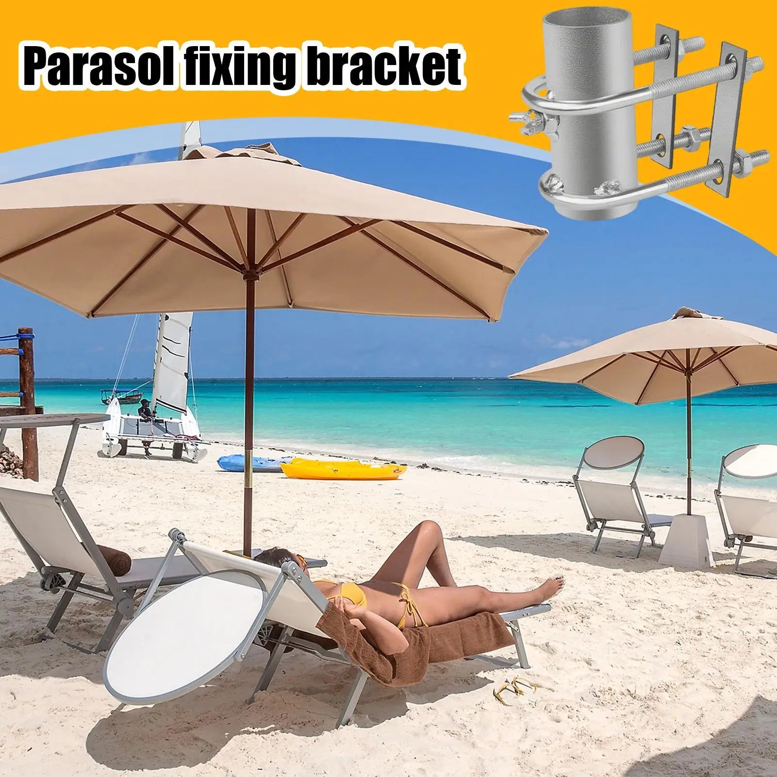 Umbrella Holder Deck Railing Clip Adjustable Bracket Base Thickened anti rust universal fixed sunshade umbrella frame Qme