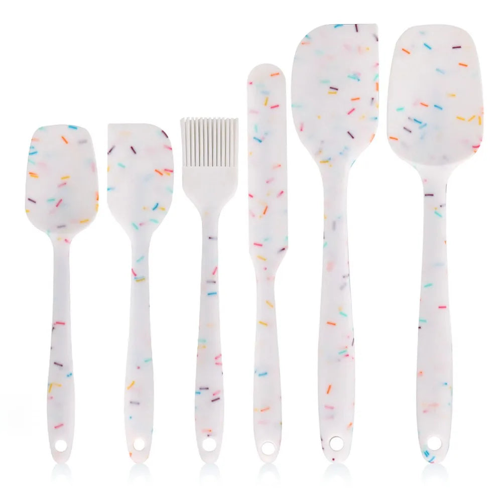 Silicone Spatula Food Grade Heat Resistant Non Stick Baking Cooking Qme Candy Color 6Pcs