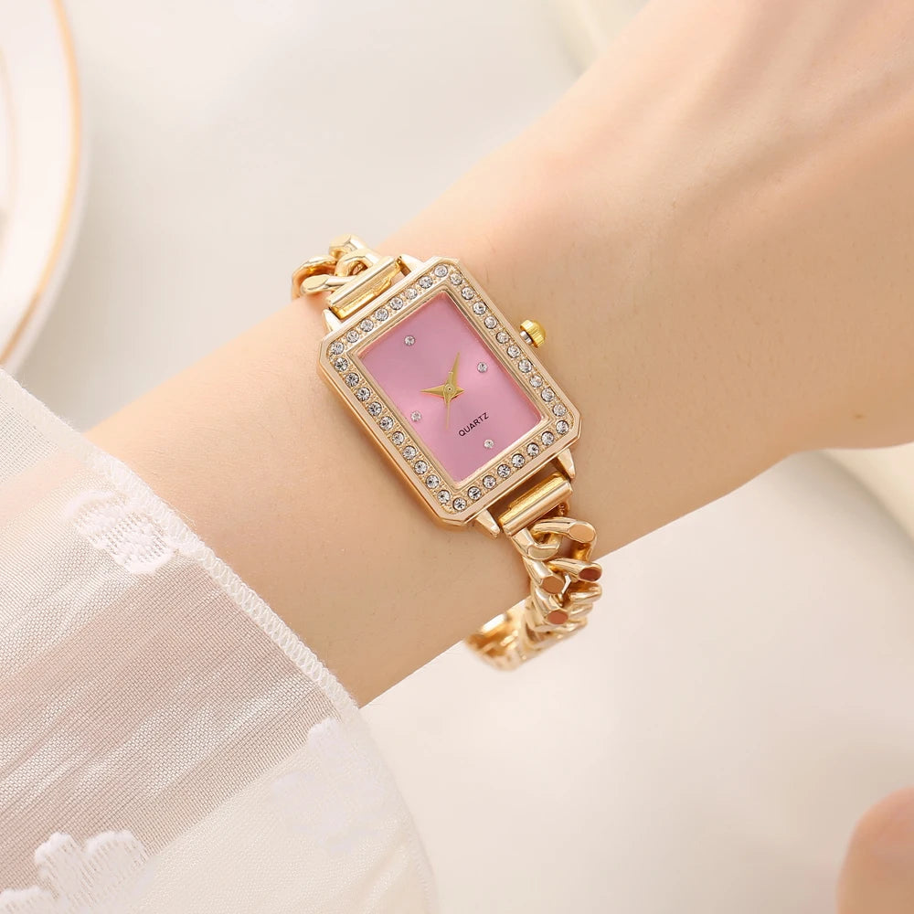 New women's watch, niche fashion, vintage fashion, colorful temperament bracelet watch, square quartz bracelet watch Qme 4