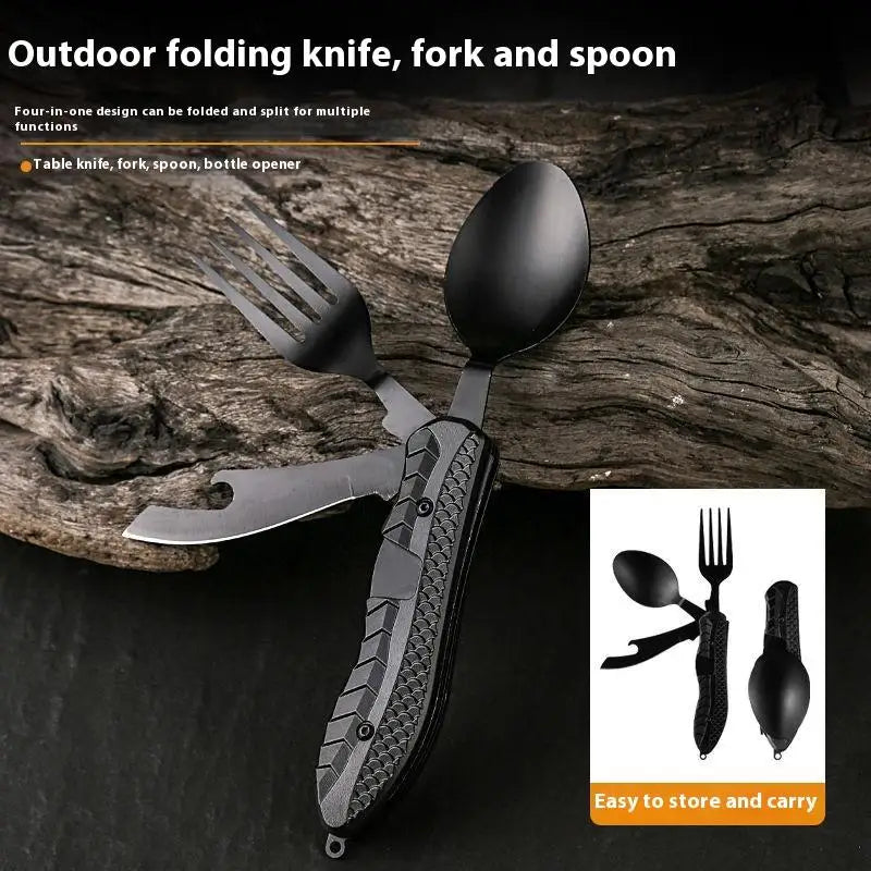 3-in-1 Stainless Steel Folding Spoon Fork Knife Bottle Opener Qme