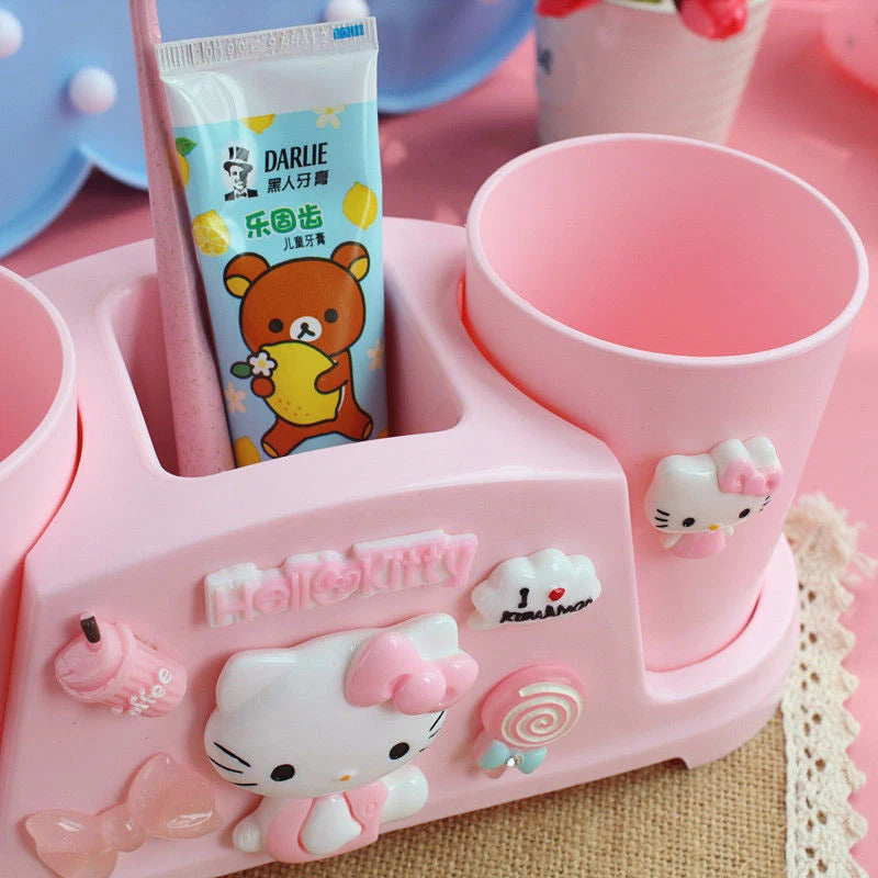 Hello Kitty Kuromi Toothbrush Holder Home Bathroom Storage Box Qme
