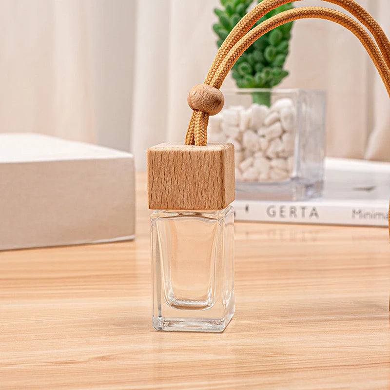 Air Freshener Scent Perfume Bottle Ornament Pendant Square Cap Empty Qme Brown
