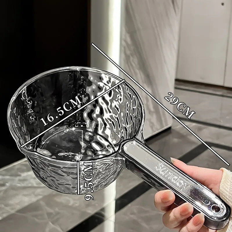 Extra Thick Water Scoop Kitchen Household Plastic Long Handle Large Qme GRAY