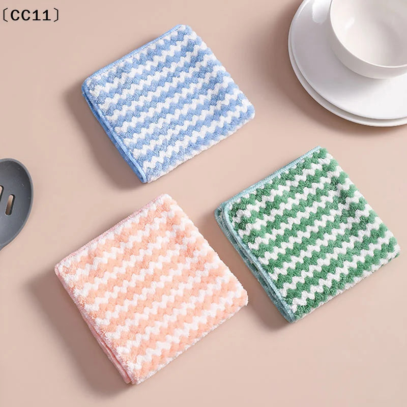 Kitchen Cleaning Rag Coral Fleece Dish Washing Cloth Absorbent Qme
