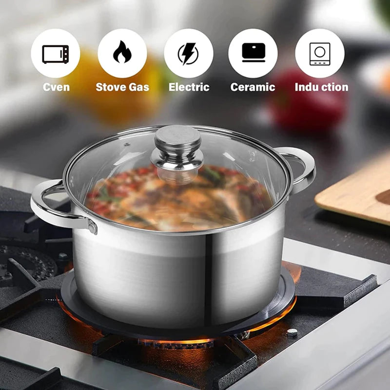 Double Handle Soup Pot Glass Cover Induction Cooker Cooking Stainless Qme