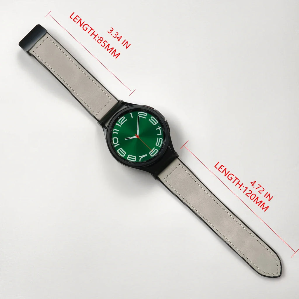 20mm Quick fit Leather Band for Samsung Galaxy Watch 6 5 4 40 44mm watch 5 pro 45 for 6/4 classic 43 47mm 42 46mm No Gaps Strap Qme