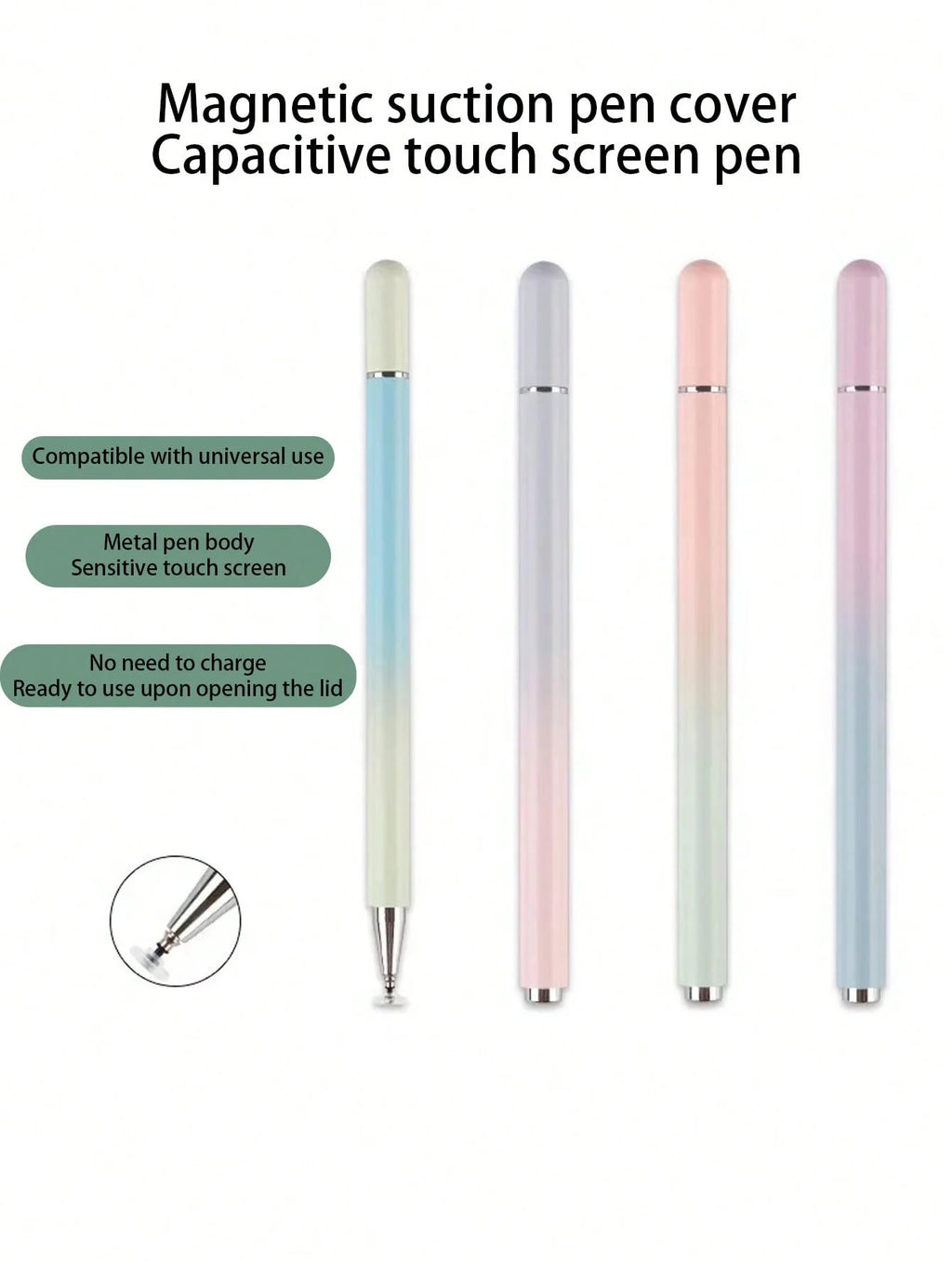 Macaron Gradient Capacitive Pen Disc-shaped Metal Magnetic Cap Stylus Qme