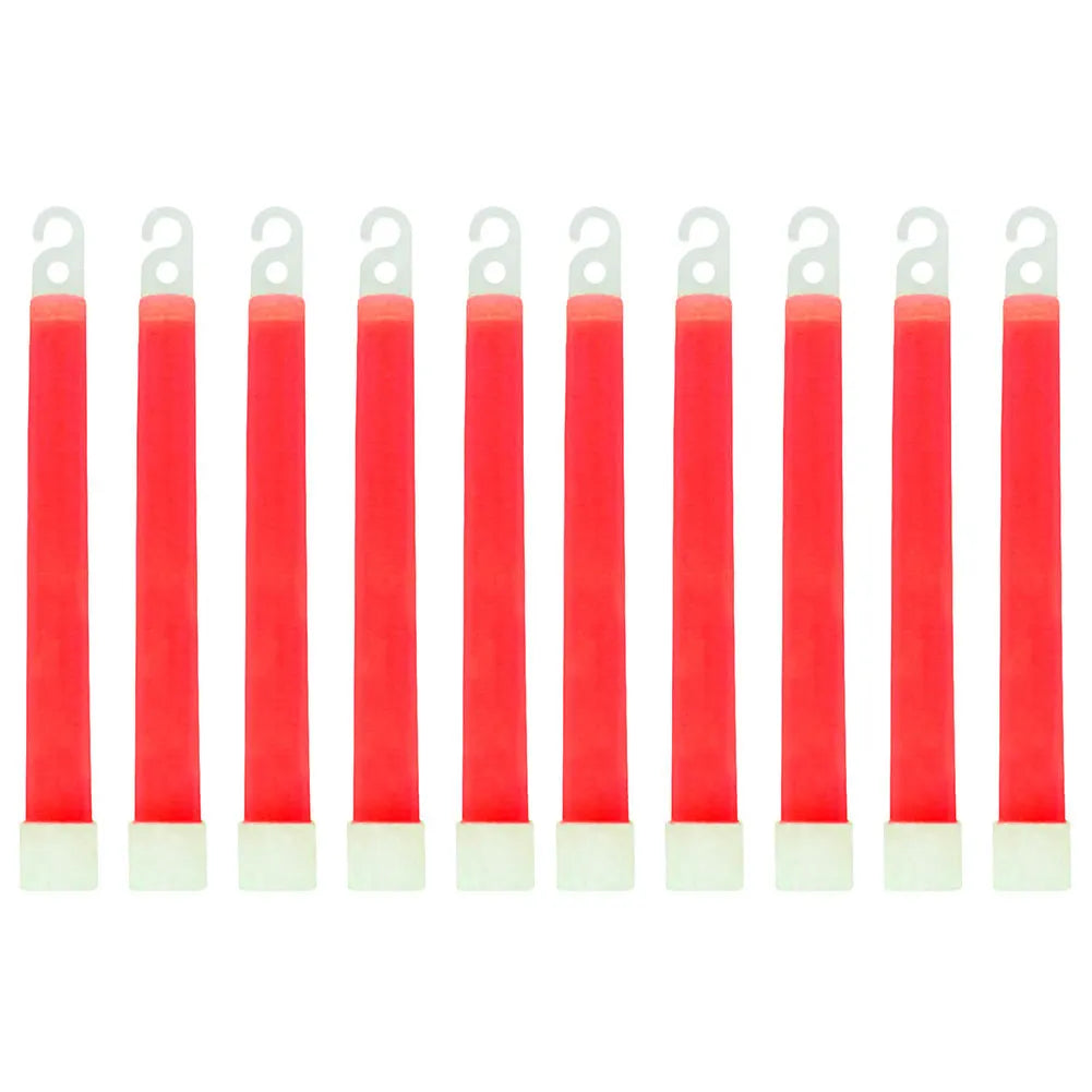 10pcs Outdoor Emergency Glow Sticks Waterproof Hiking Camping Equipment 6 Inch Concert Party Light Stick with Hook Qme Red