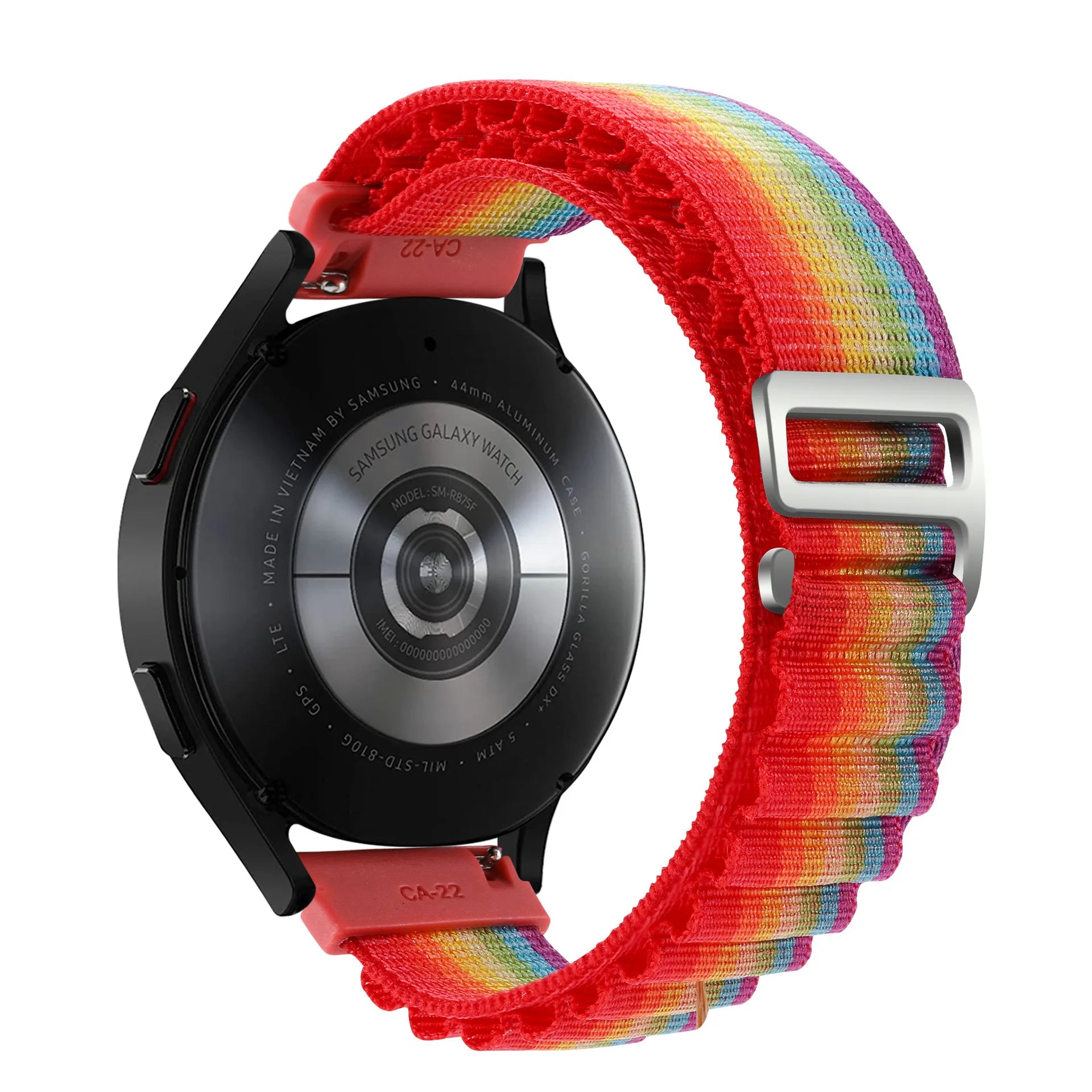 A Alpine Nylon Wrist Strap 18/20/22mm Outdoor Sport Sweatproof Compatible with Huawei Watch GT6 5 4 Samsung Watch Series 4-7 Qme RainbowCol 20mm