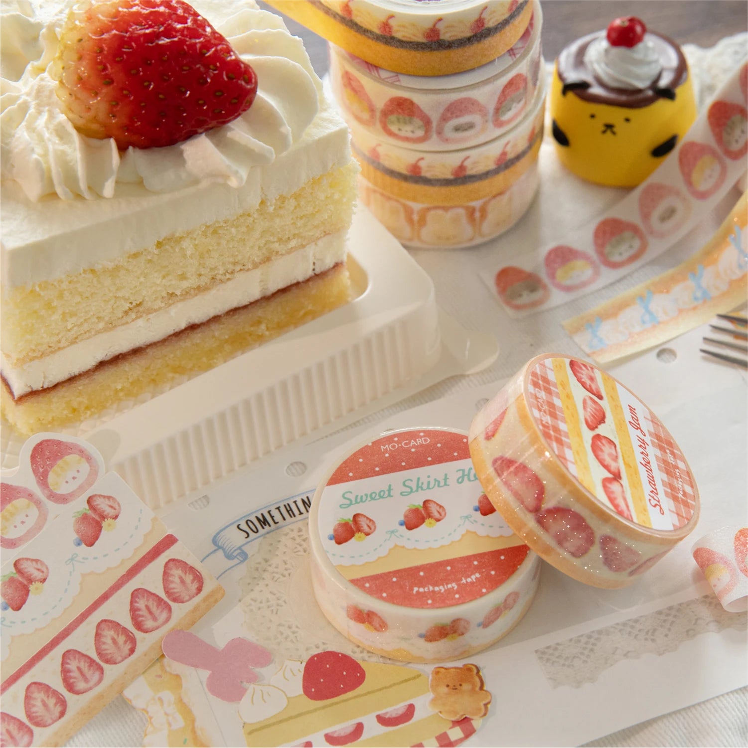 6Roll Cute Cartoon Food Theme Glitter Washi Tape for DIY Scrapbooking Collage Art Supplies Phone Case Notebook Decoration Qme