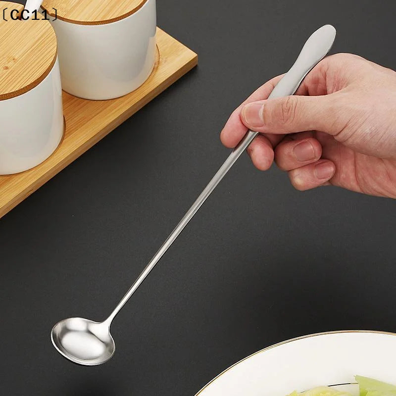 Stainless Steel Long Handle Teaspoon Cocktails Ice Coffee Tea Mixing Qme