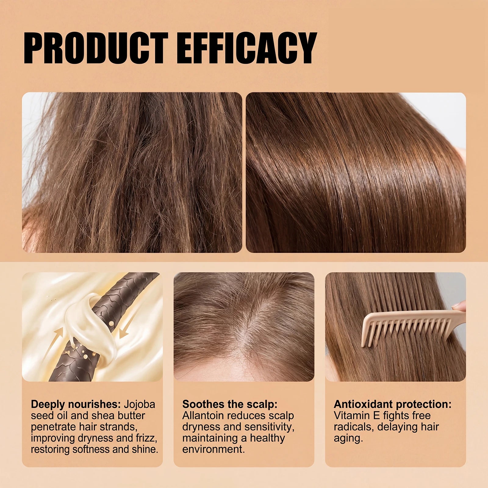 Deep Repair Hair Mask for Dry Damaged Hair Moisturizing Keratin Treatment Cream Smooth Frizz Control Conditioner Nourishing Qme