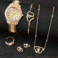 Ladies' Starry Sky with Diamonds Quartz Watch Light Luxury Digital Niche Tile Set Fashion Versatile Women's Watch Set Qme Gold