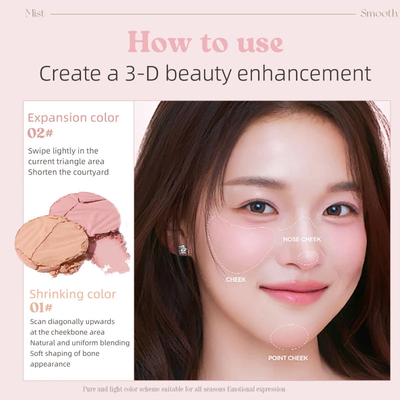 Single-color Matte Contour Blush Energizing Brightening Skin Tone Qme