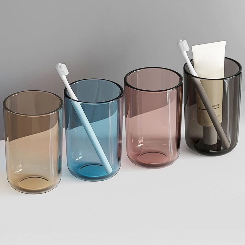 Couple Solid Color Transparent Mouthwash Cup Large Capacity Nordic Style Toothbrush Cup Transparent Mouthwash Plastic Cup Qme