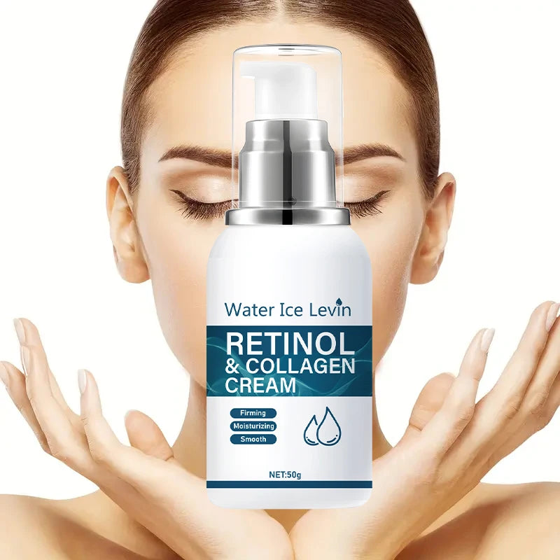 Retinol Collagen Cream, Deep Moisturizing and Firming Face Cream, Suitable for Sensitive Skin, Contains Vitamins A, B, C, and E, for a Clear and Radiant Complexion, Smooth and Soft Skin, for Day and Night Use, 50g Qme