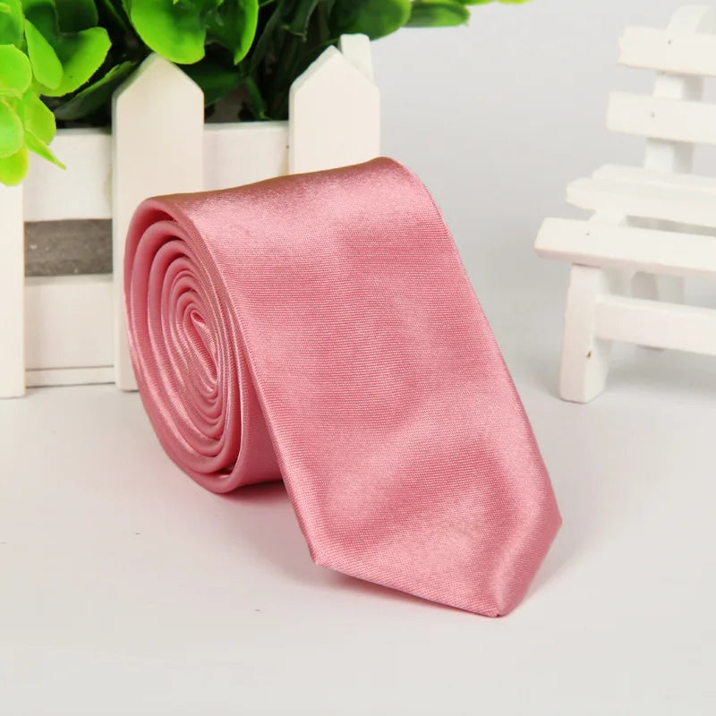 Men Tie Silk Polyester Necktie Classic Formal Solid Plain Pink Black Qme st-9