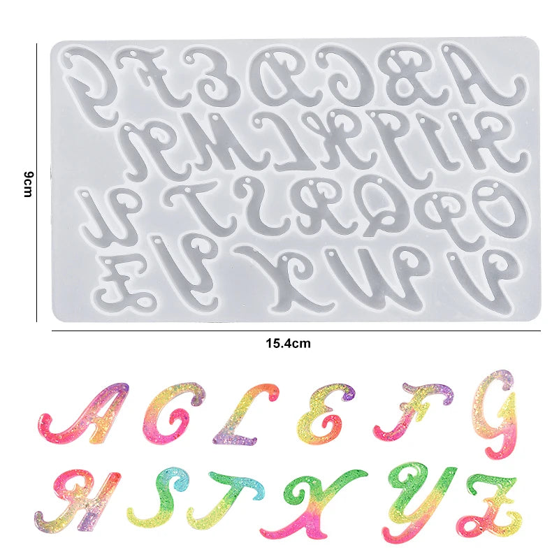 Alphabet Resin Silicone Mould Resin Letter Number Molds Alphabet Keychain Molds for DIY Keychain Jewelry Pendant Making Qme 3