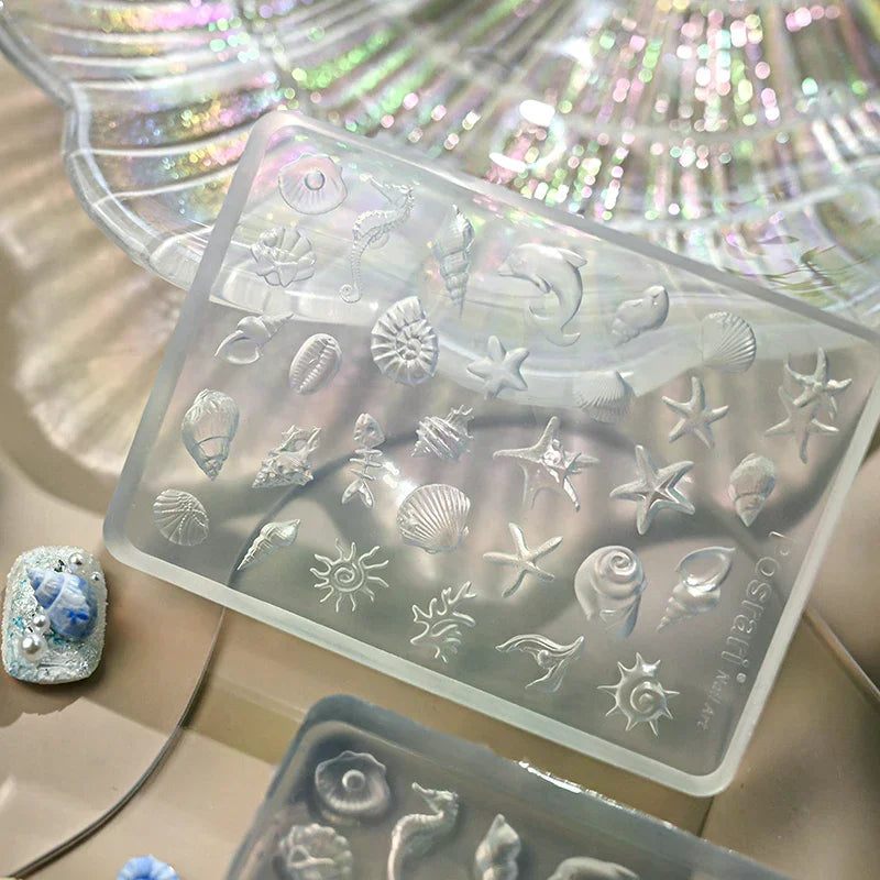 Sea Shell Starfish Goldfish Koi Fish 3D Acrylic Nail Mold Summer Qme