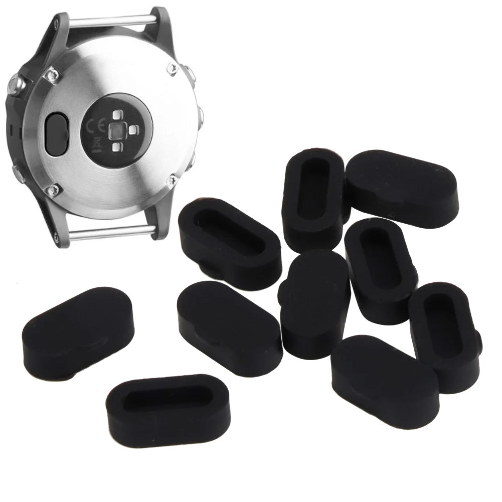 /set Silicone Anti Dust Plug Covers Protector Fit for Garmin Fenix5 5S 5X Smart Watch (Black) Anti Dust Covers Qme