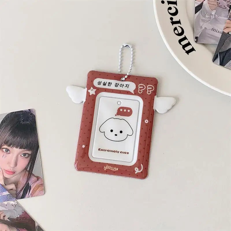 Cute Small Wings Card Holder Photocard Idol Photo Display Protect Qme Brown