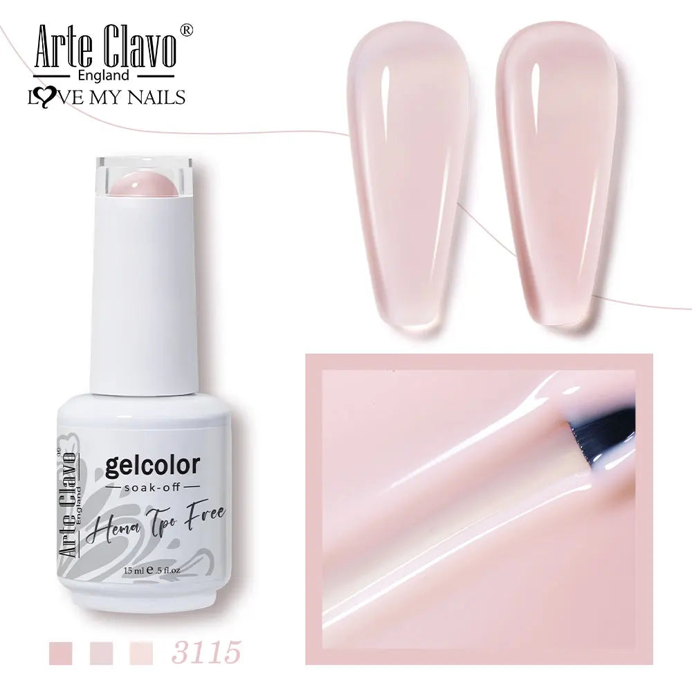 Arte Clavo Jelly Series Semi-transparent Light Pink Peach Gel Nail