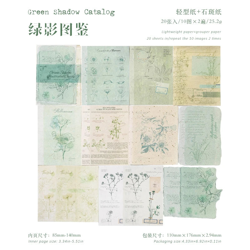 TIANZI 20/120 Pcs Vintage Aesthetic Scrapbooking Paper Diary Album Junk Journal Supplies Handmade Planner Material for Crafting Qme D-20 Pcs