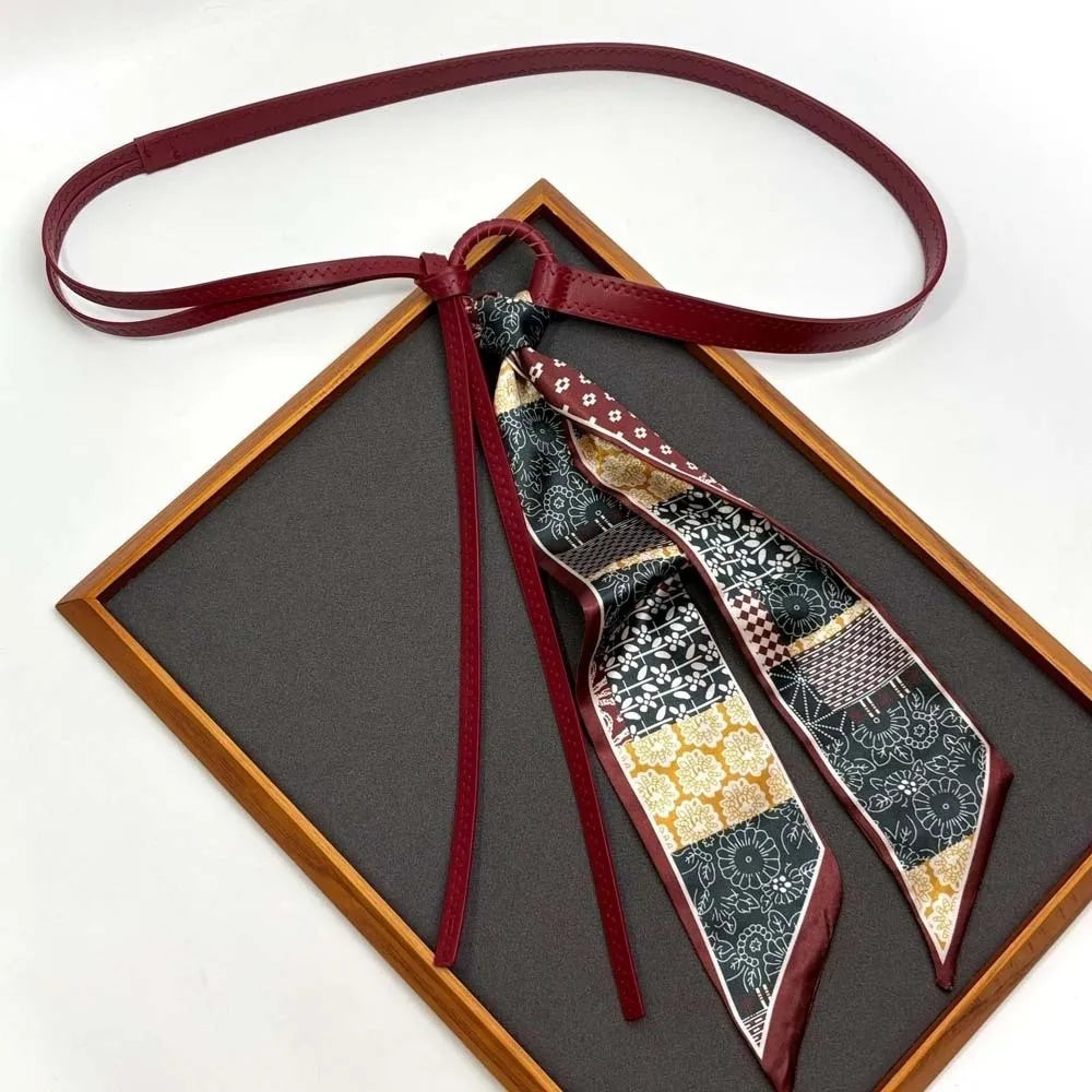Ethnic Cashew Printed Belt Adjustable PU Retro Jacquard Waistband Qme