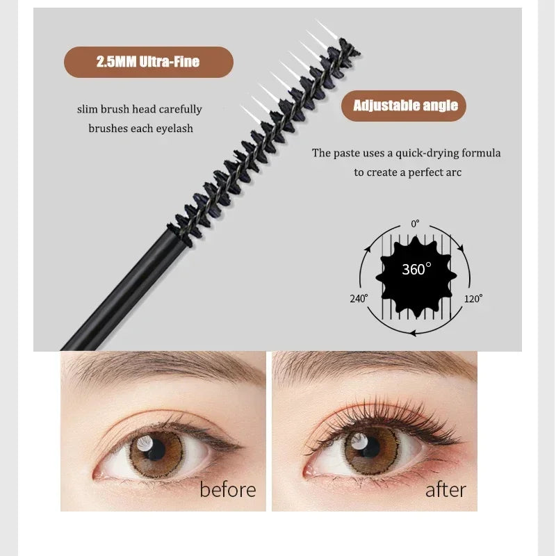 Silk Fiber Matte Mascara Makeup Ultra-Fine Brush Lengthens Eyelashes Waterproof Fast Dry Brown Black Curling Mascara Comestic Qme