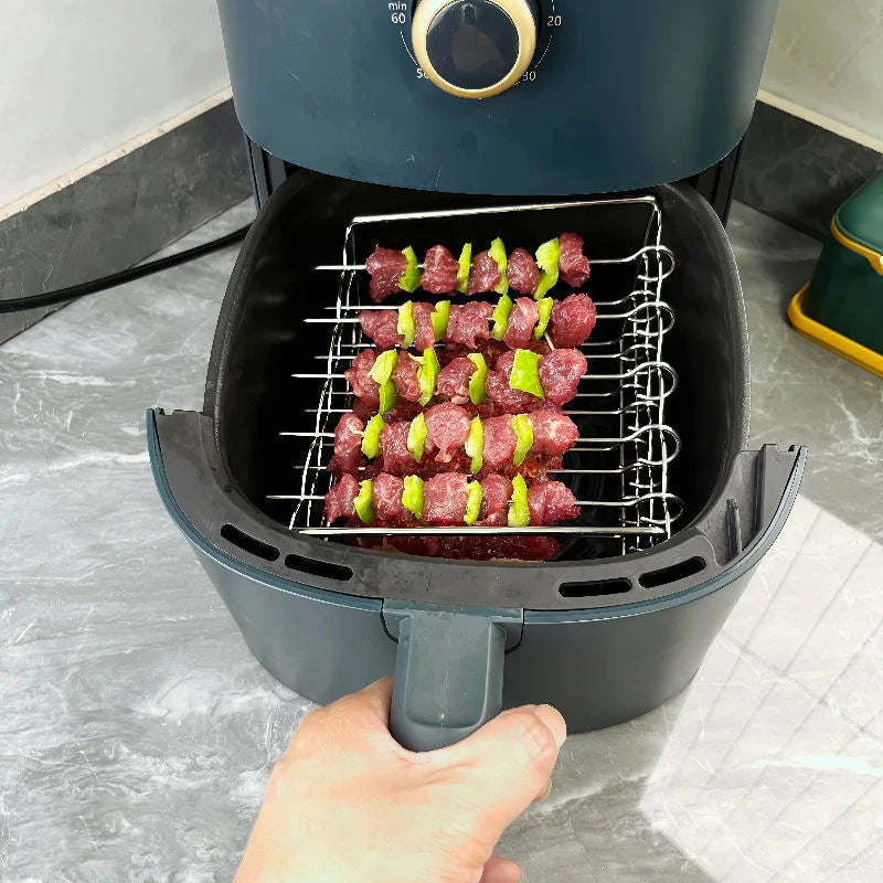 Air Fryer Skewer Stand Vertical Multi-pin Stainless Steel BBQ Holder Qme