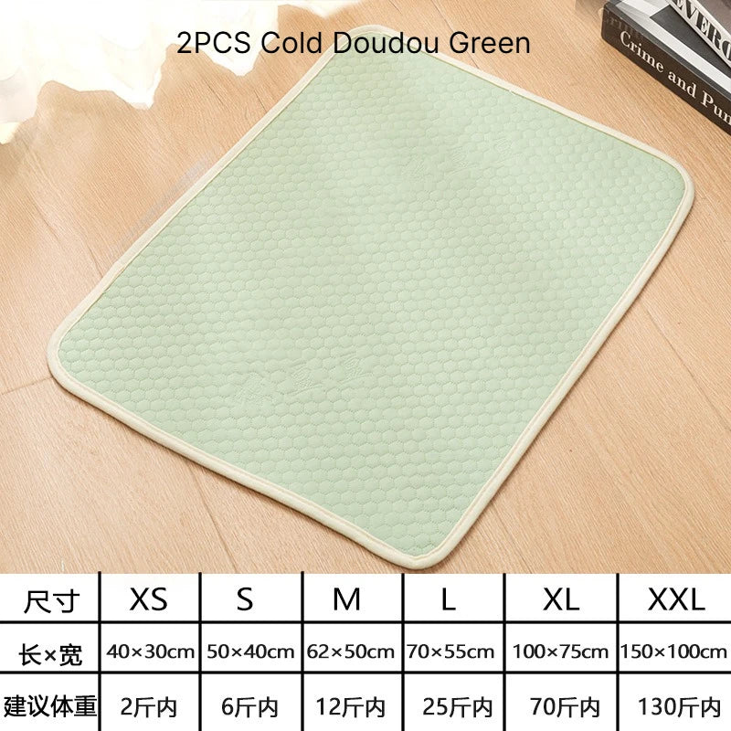 A Cooling Mat Summer Pet Cold Bed Extra Large For Small Big Dogs Pet Accessories Cat Durable Blanket Sofa Cat Ice Pad Blanket Qme Cold Doudou Green M