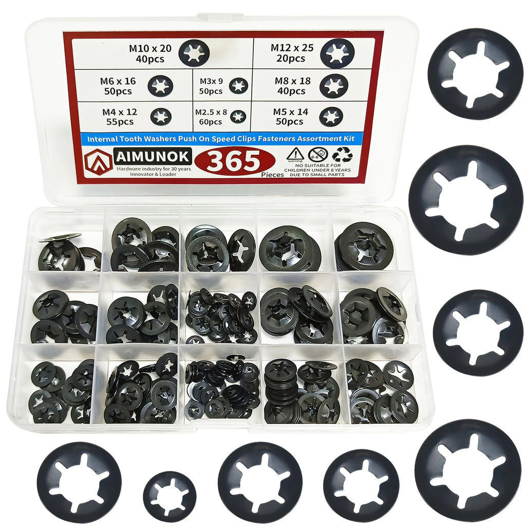 Internal tooth star lock washer, push-in quick locking fastener classification kit, decorative star-shaped lock washer Qme