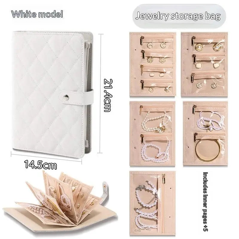 Portable PU Leather Jewelry Storage Book Jewellery Binder, Jewelry Organizer Roll, Small Anti Oxidation Jewelry Storage Bag 1PC Qme C