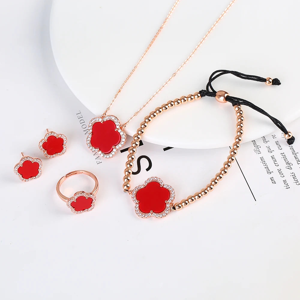 Trendy Sweet Fashion Natural White Solid Five Leaf Petals Women