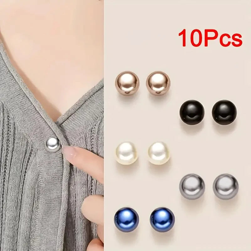 10 Uds. Alfileres de botón de perlas, fundas decorativas para botones de seguridad DIY para zapatos, sombreros, bolsos, chales, Qme 10pcs mixed color