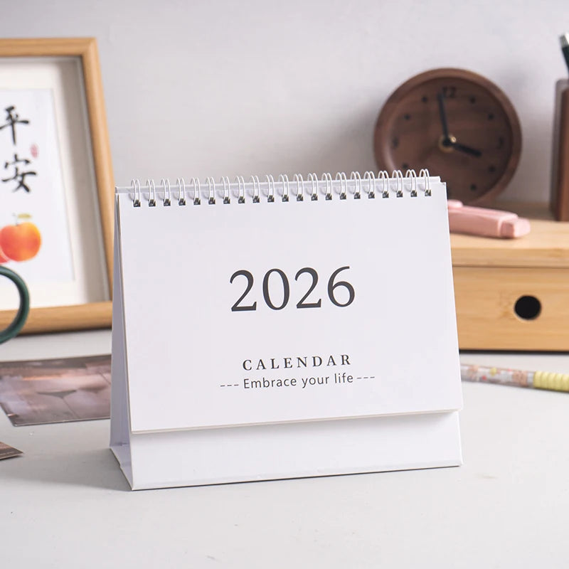 2026 Mini Desk Calendar Simple Creative Desktop Ornaments Calendar Plan Punch Card Calendar Notepad Calendar Anniversary Gift Qme White