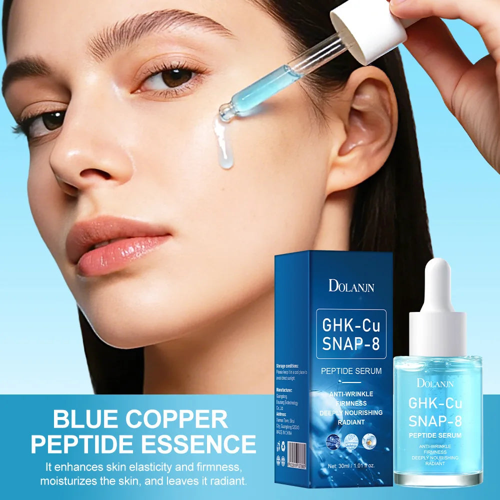 GHK-Cu Copper Peptides Facial Serum SNAP-8 Faded Fine Lines Wrinkles Firming Deep Moisturizing Hydration Collagen Skincare Serum Qme